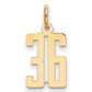 14K Yellow Gold Small Elongated Number 36 Charm