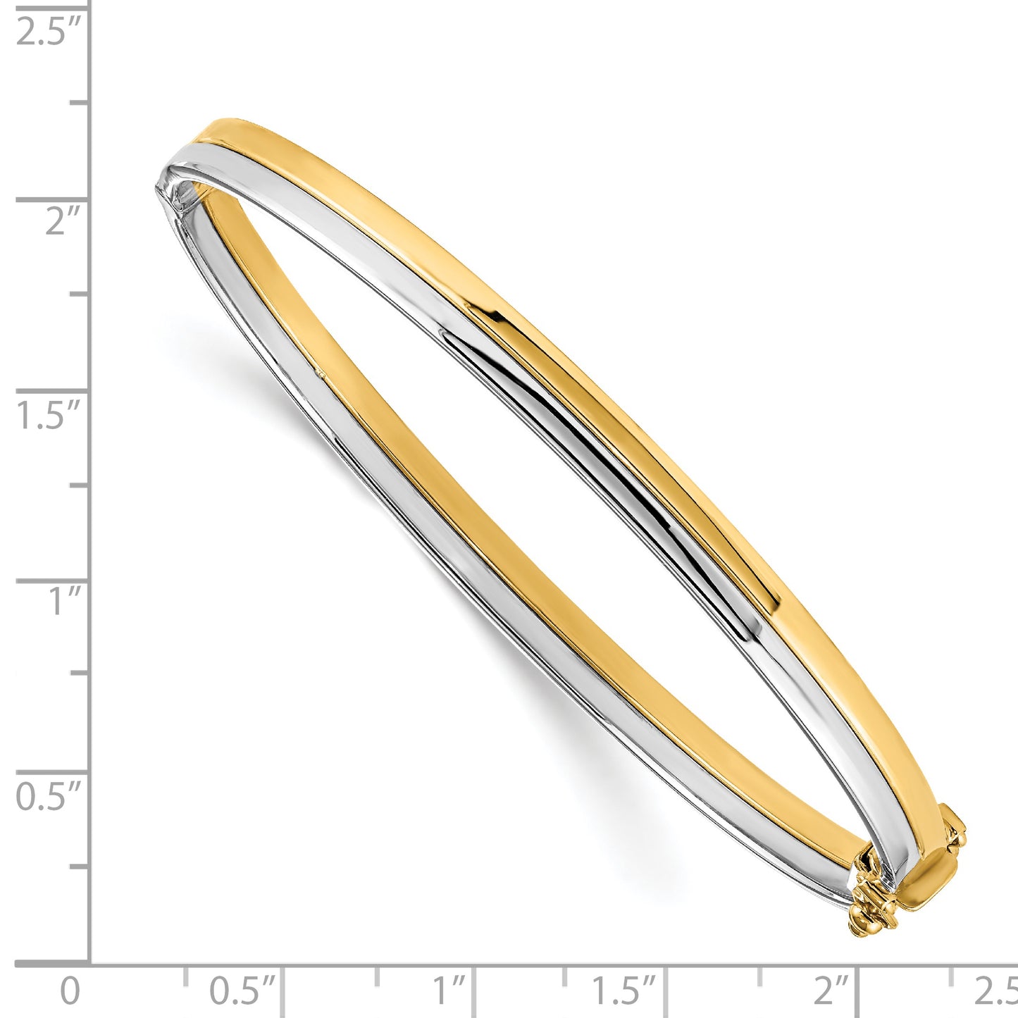 14K Yellow & Rhodium Two-Tone Polished Hinged Bangle