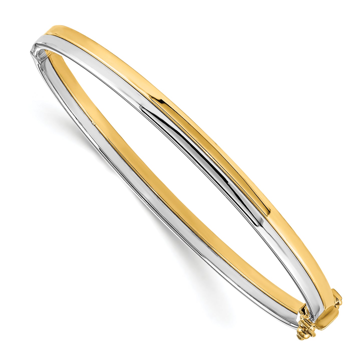 14K Yellow & Rhodium Two-Tone Polished Hinged Bangle