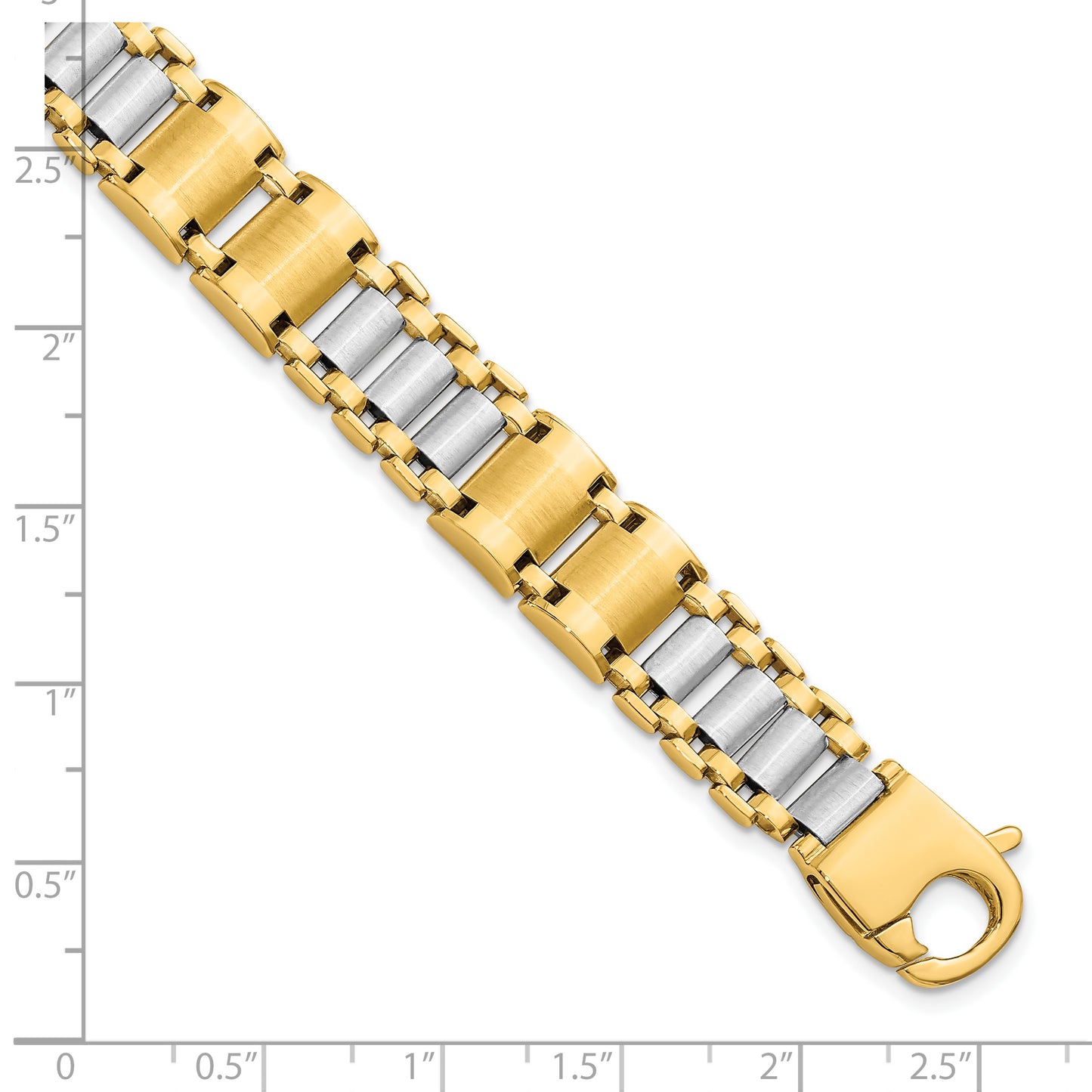 8.5 Inch 14K Two-Tone Polished And Brushed Fancy Link Men'S Bracelet