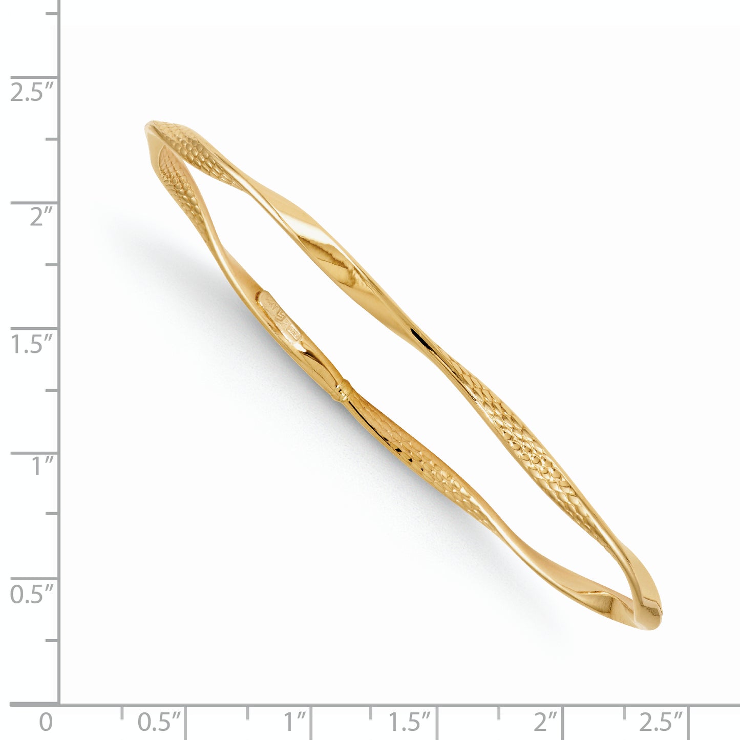 14K Yellow Gold Polished And Textured Twisted Slip-On Bangle