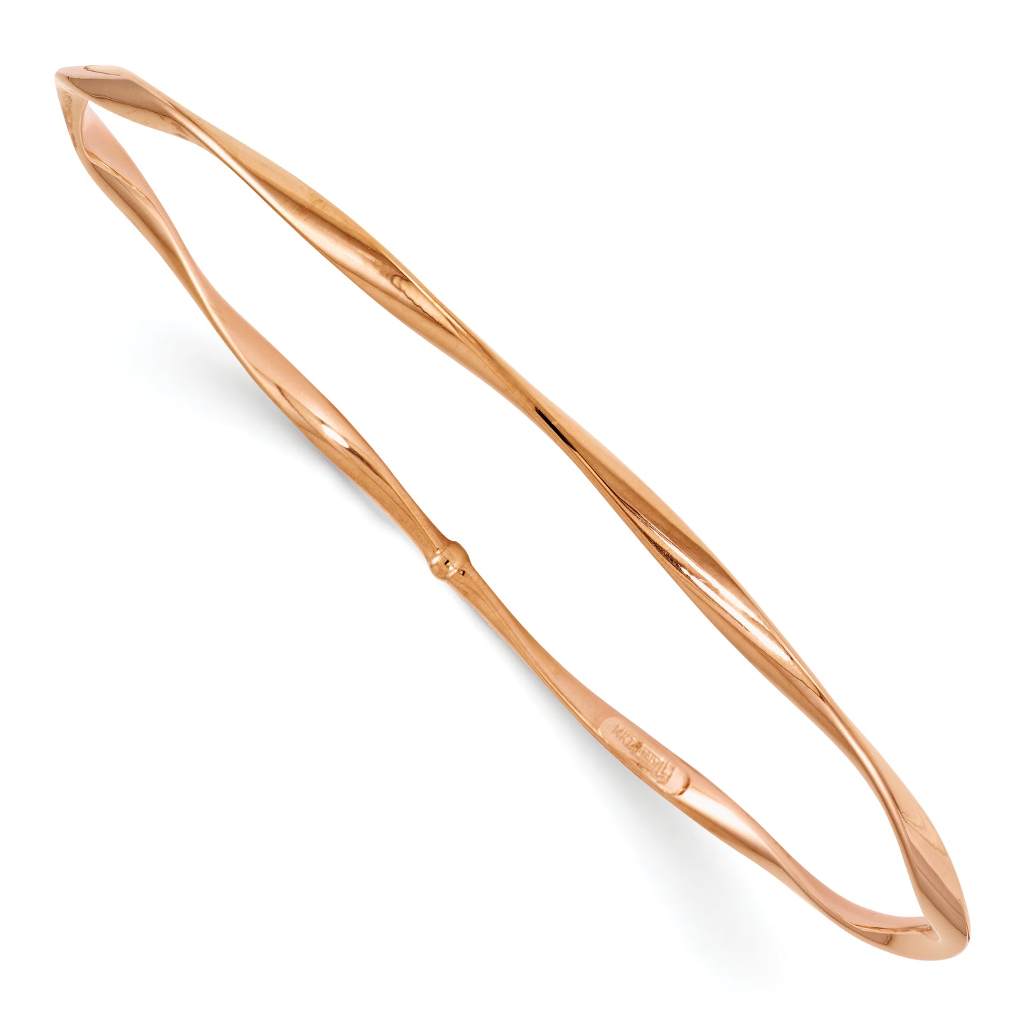 14K Rose Gold Polished Twisted Slip-On Bangle