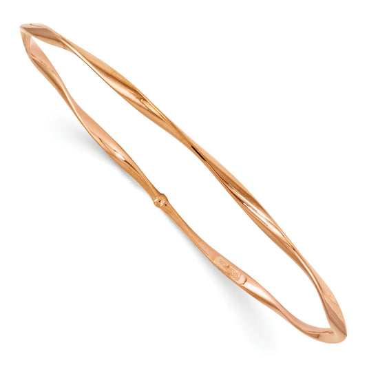 14K Rose Gold Polished Twisted Slip-On Bangle