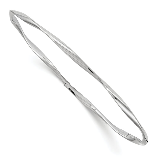 14K White Gold Polished Twisted Slip-On Bangle