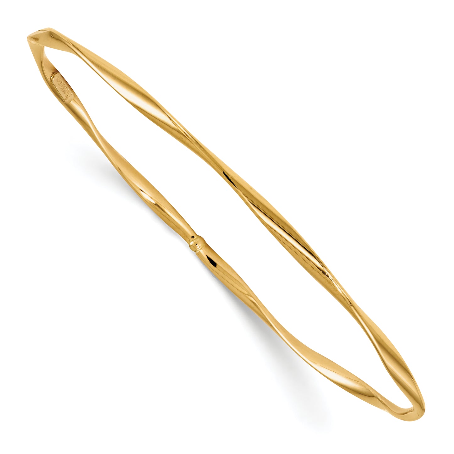 14K Yellow Gold Polished Twisted Slip-On Bangle