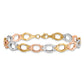 7.5 Inch 14K Tri-Color Polished And Satin Link Bracelet