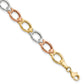 7.5 Inch 14K Tri-Color Polished And Satin Link Bracelet