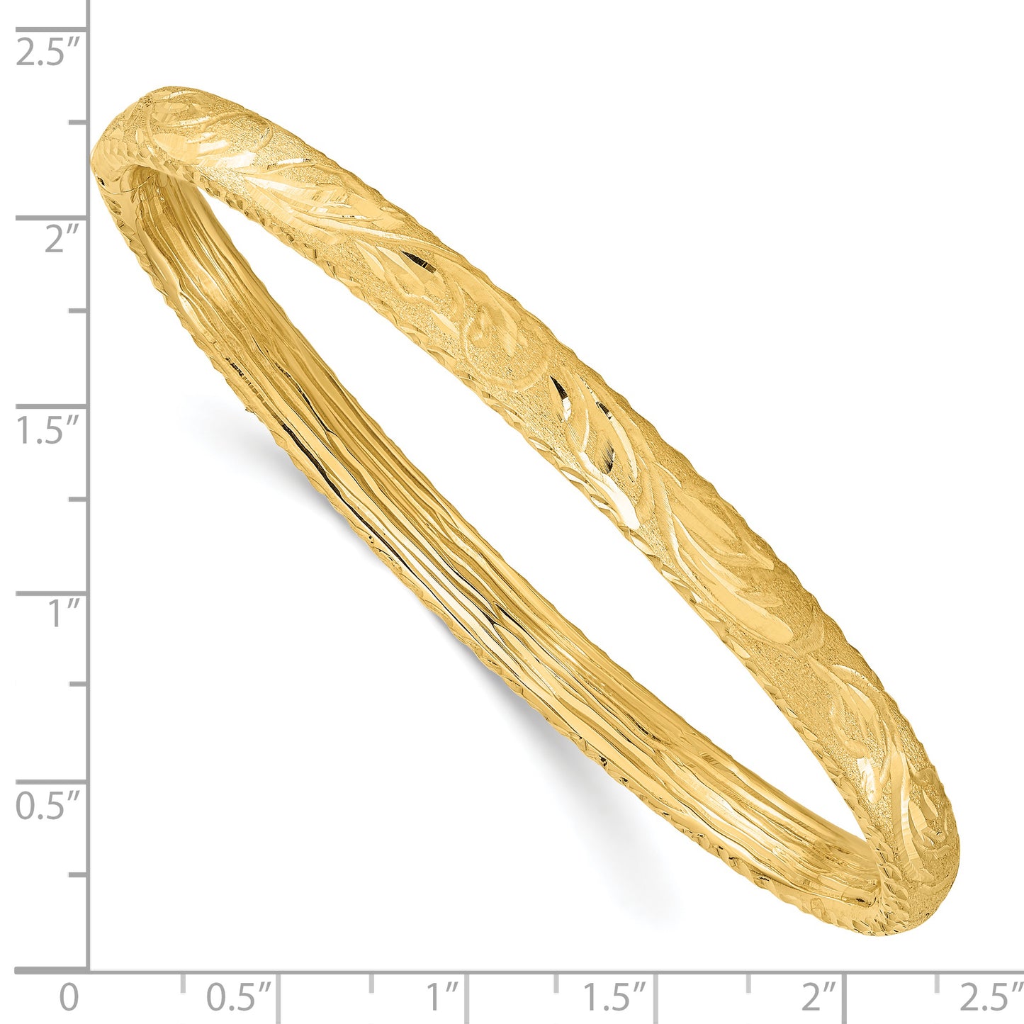 14K Yellow Gold Polished And Diamond-Cut Floral Bangle