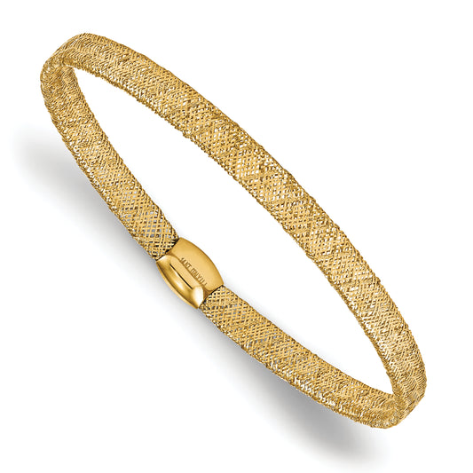 7.5 Inch 14K Fancy Stretch Bangle Bracelet