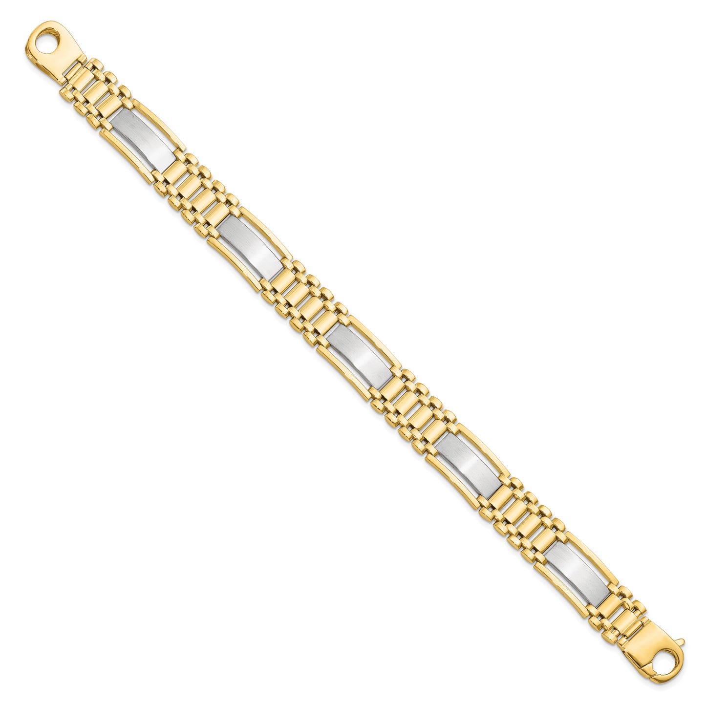 8.5 Inch 14K Two-Tone Polished And Satin Men'S Bracelet