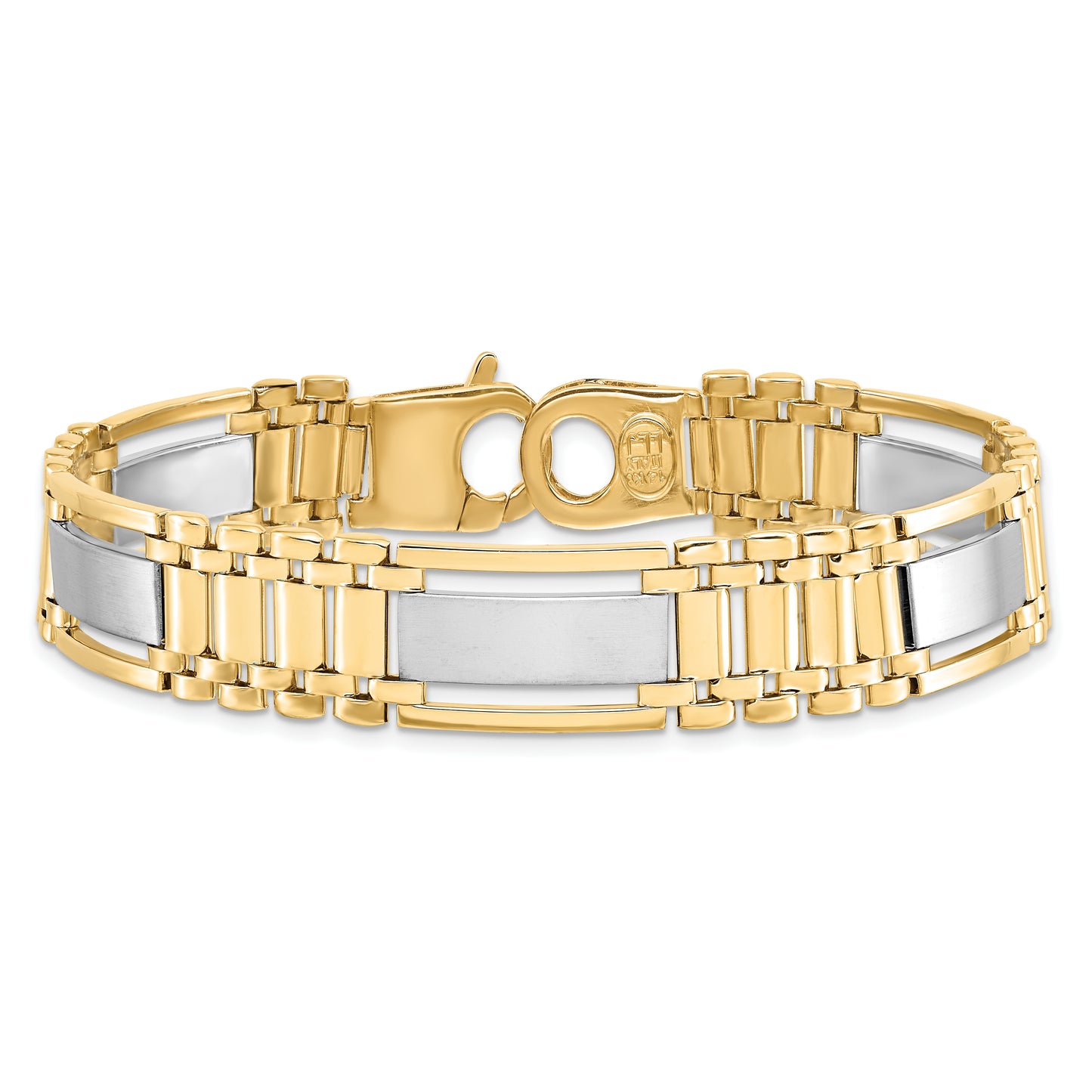 8.5 Inch 14K Two-Tone Polished And Satin Men'S Bracelet