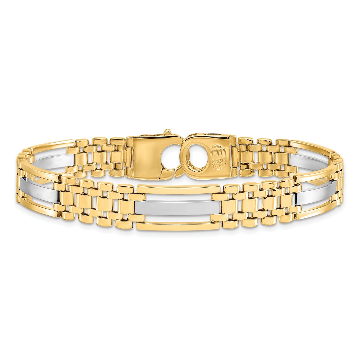 8.5 Inch 14K Two-Tone Polished And Satin Men'S Bracelet