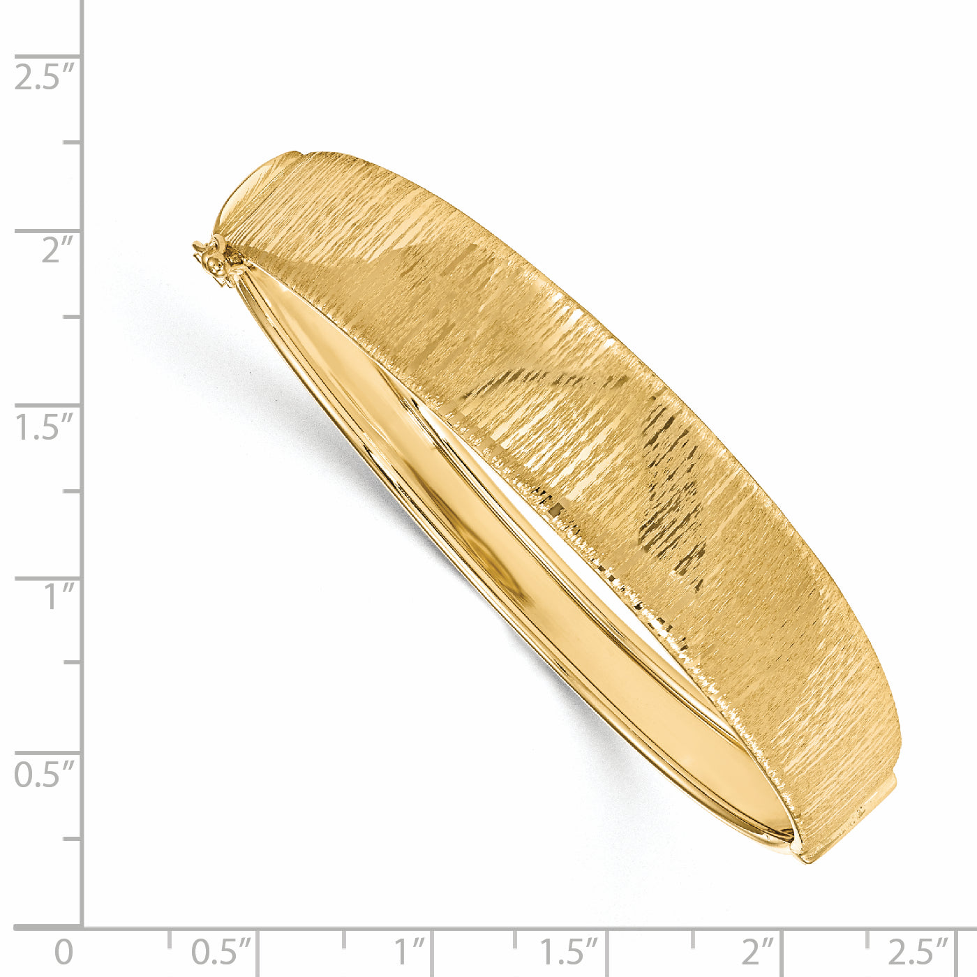 14K Yellow Gold Polished And Textured Hinged Bangle