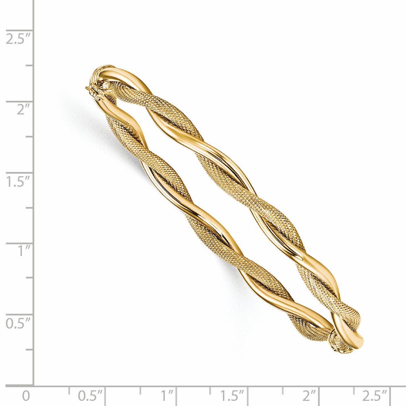 14K Yellow Gold Polished And Textured Twist Bangle