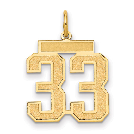 14k Yellow Gold 14k Medium Satin Number 33 Charm