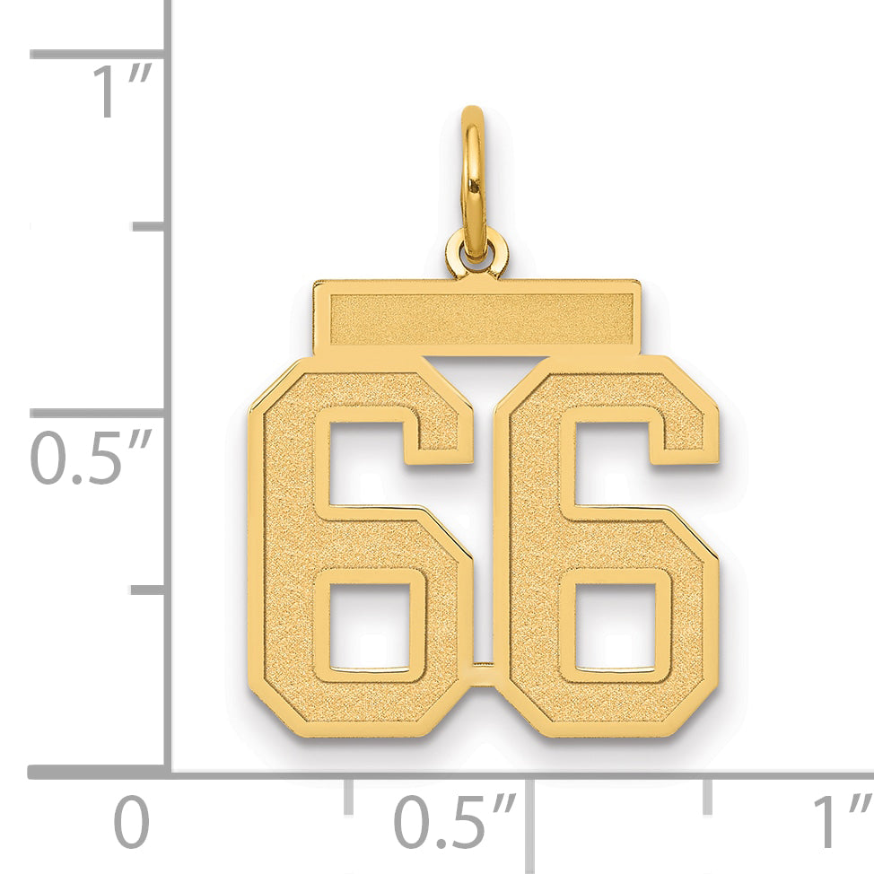 14k Yellow Gold 14k Medium Satin Number 66 Charm