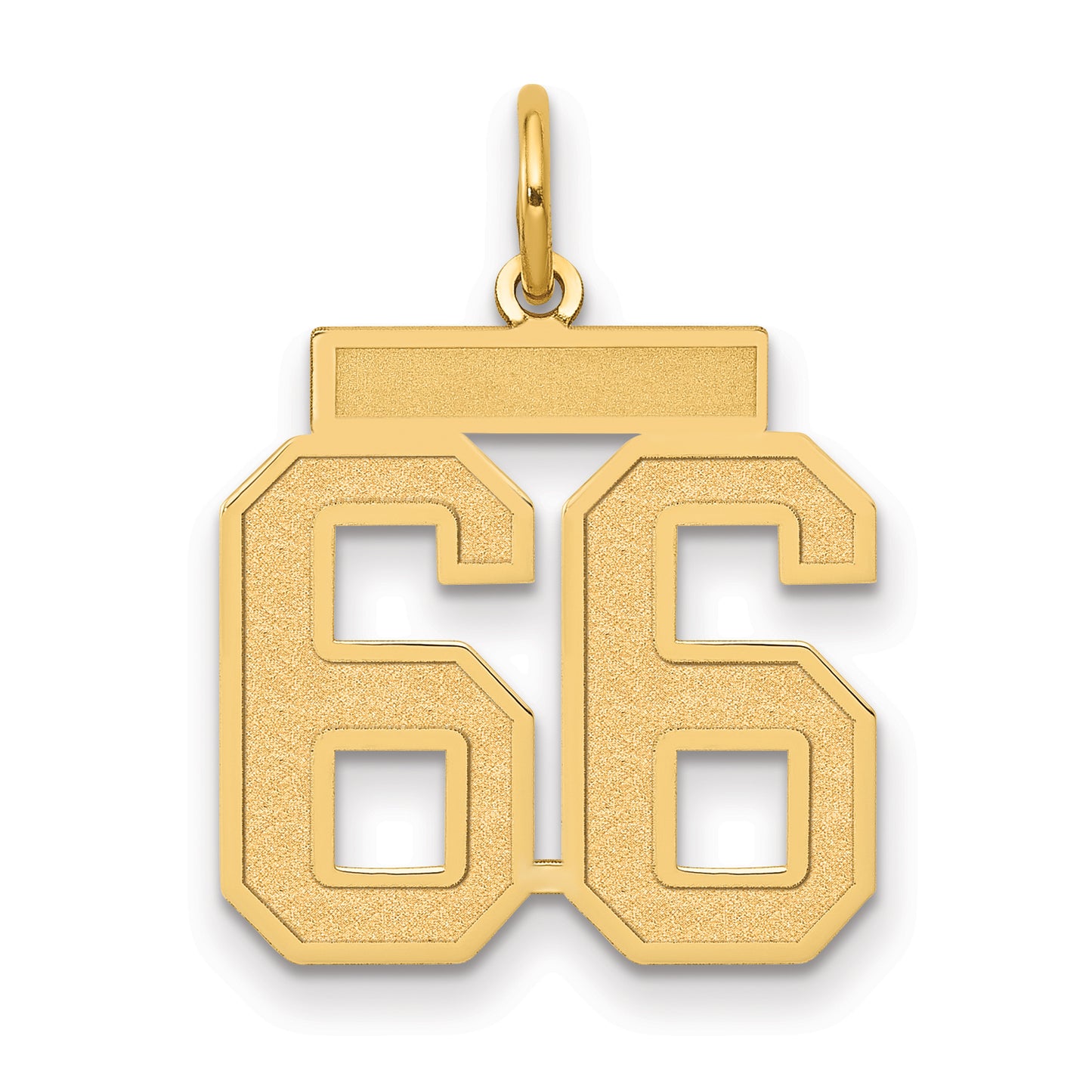 14k Yellow Gold 14k Medium Satin Number 66 Charm