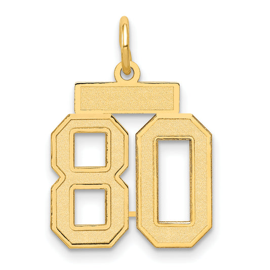 14k Yellow Gold 14k Small Satin Number 80 Charm