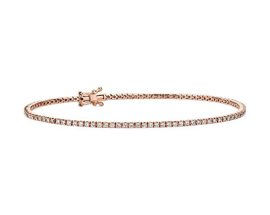 1.0ct. tw. Classic Four-Prong Natural Diamond Tennis Anklet Bracelet in 18K Rose Gold