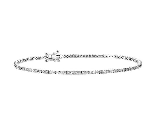 1.0 ct. tw. Classic Four-Prong Natural Diamond Tennis Anklet Bracelet in 14K White Gold