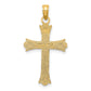 14K Yellow Gold Fleur De Lis Cross Pendant