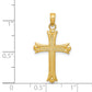 14K Yellow Gold Fleur De Lis Cross Pendant