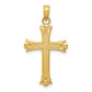 14K Yellow Gold Fleur De Lis Cross Pendant