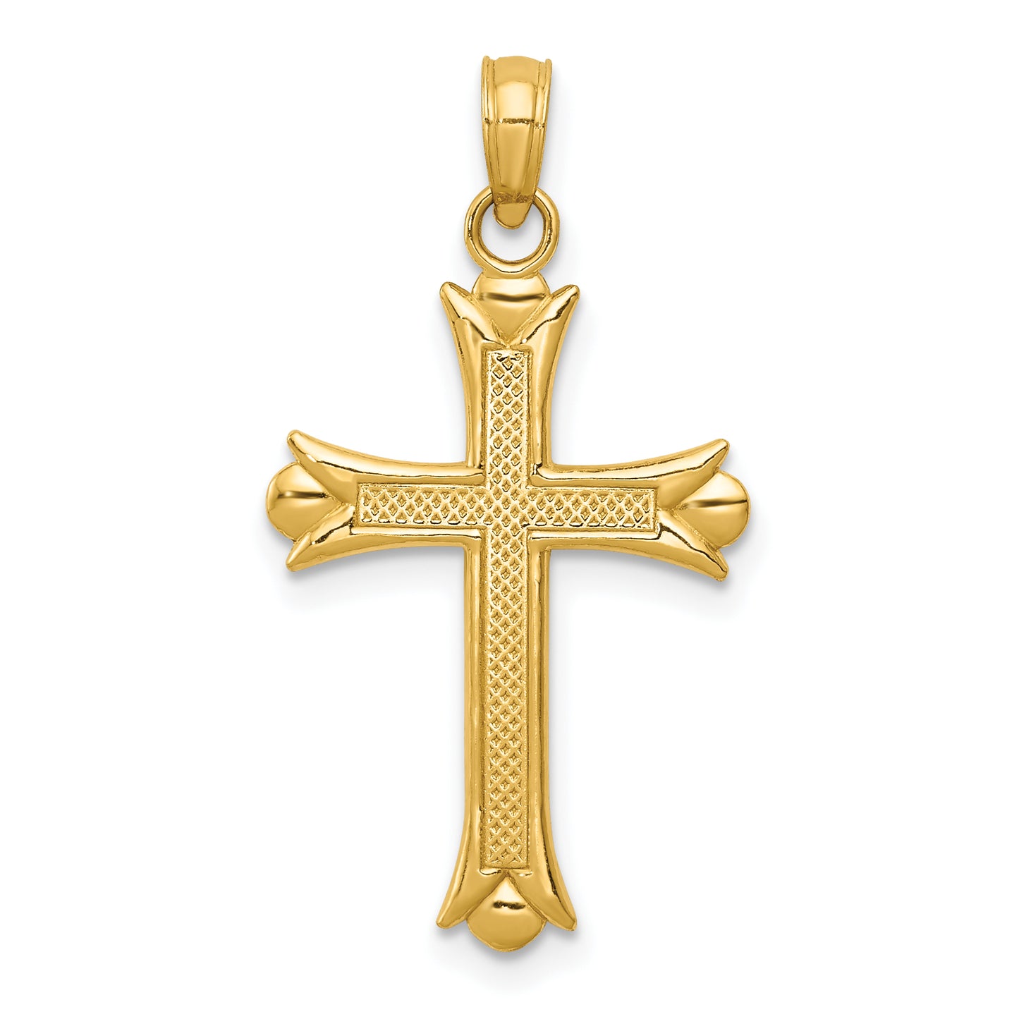 14K Yellow Gold Fleur De Lis Cross Pendant