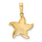 14K Yellow & Rhodium And White Diamond-Cut Starfish Pendant