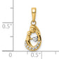 14K Yellow & Rhodium And White Diamond-Cut Mother Baby Teardrop Pendant