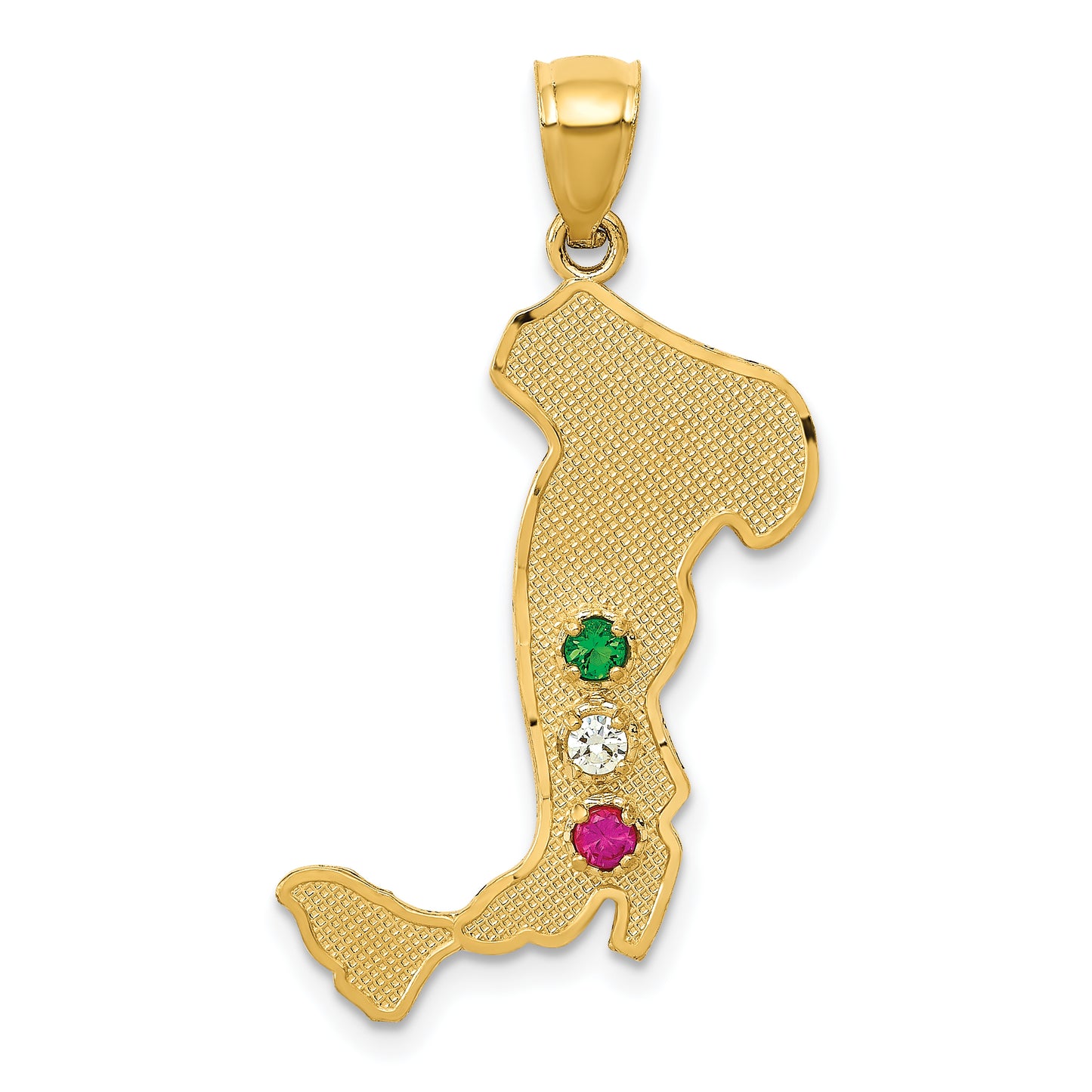 14k Yellow Gold 14K Italy w/Emerald, Ruby and CZ Stones Charm