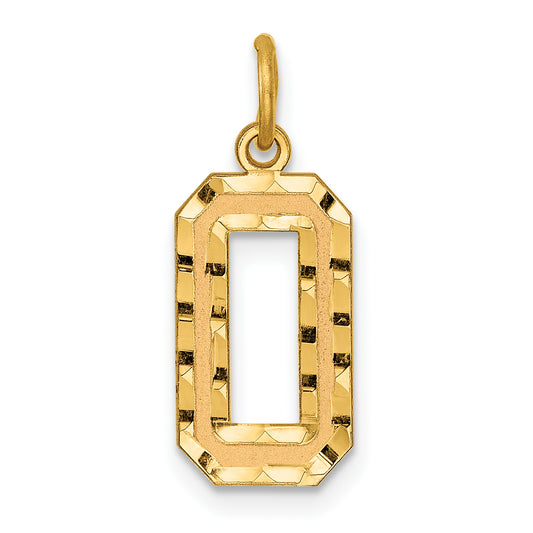 14k Yellow Gold 14k Medium Diamond-cut Number 0 Charm