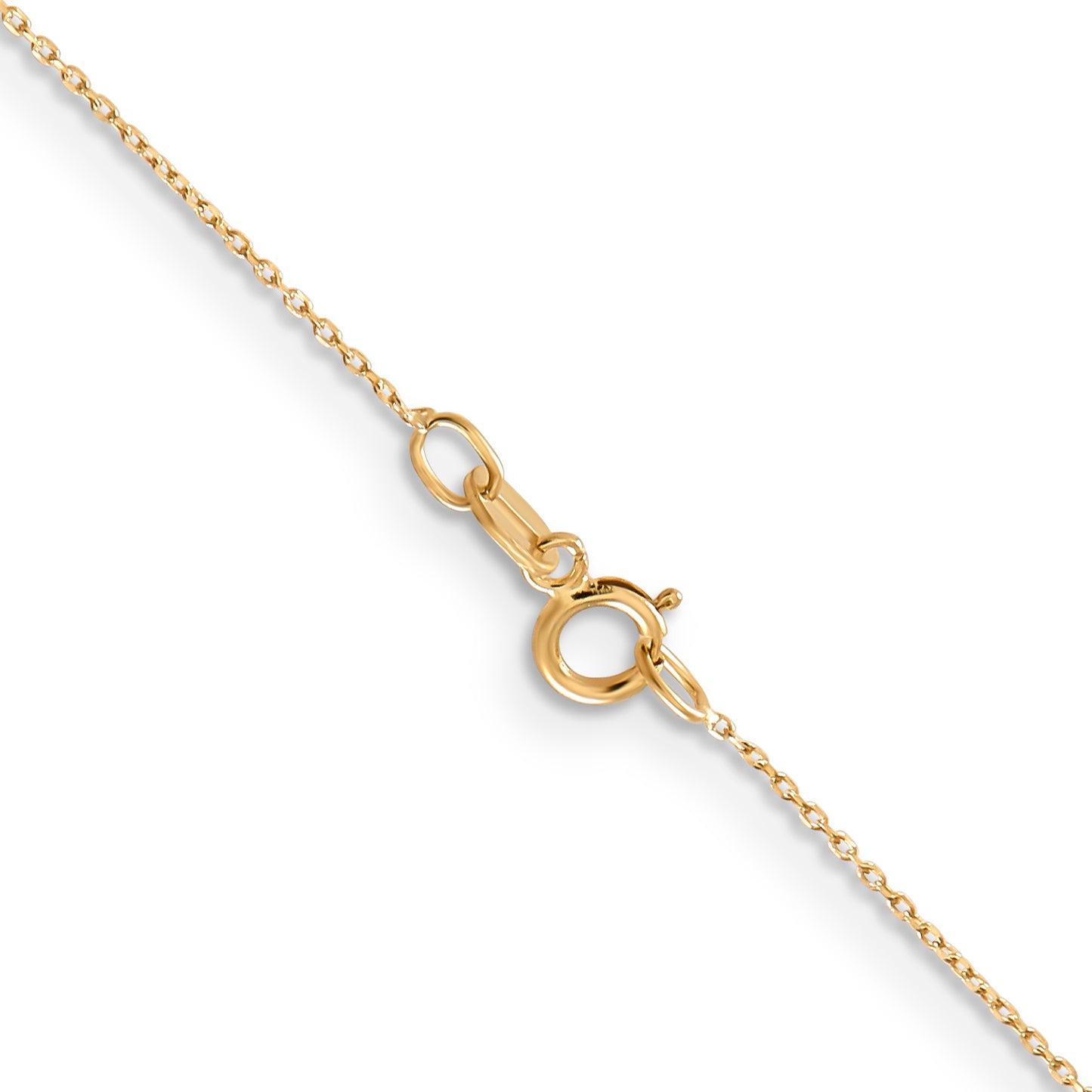 14K Yellow Gold 24 Inch .6mm Diamond-Cut Round Open Link Cable With Spring Ring Clasp Chain