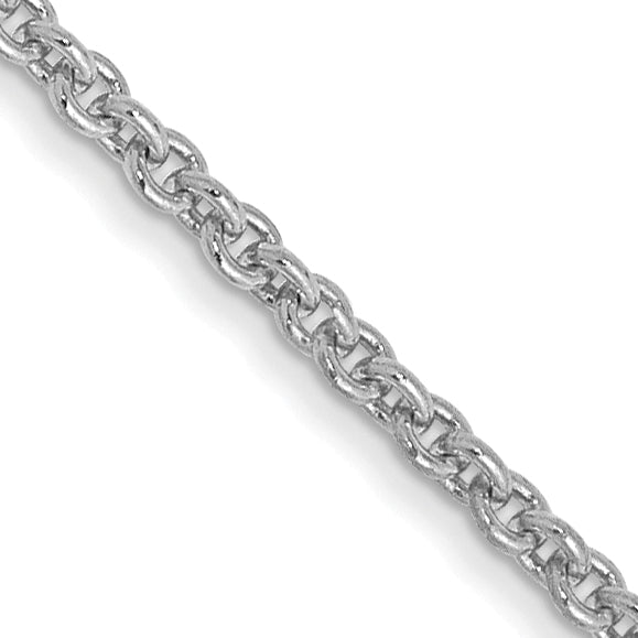 14K White Gold 14 Inch 1.4mm Round Open Link Cable With Lobster Clasp Chain