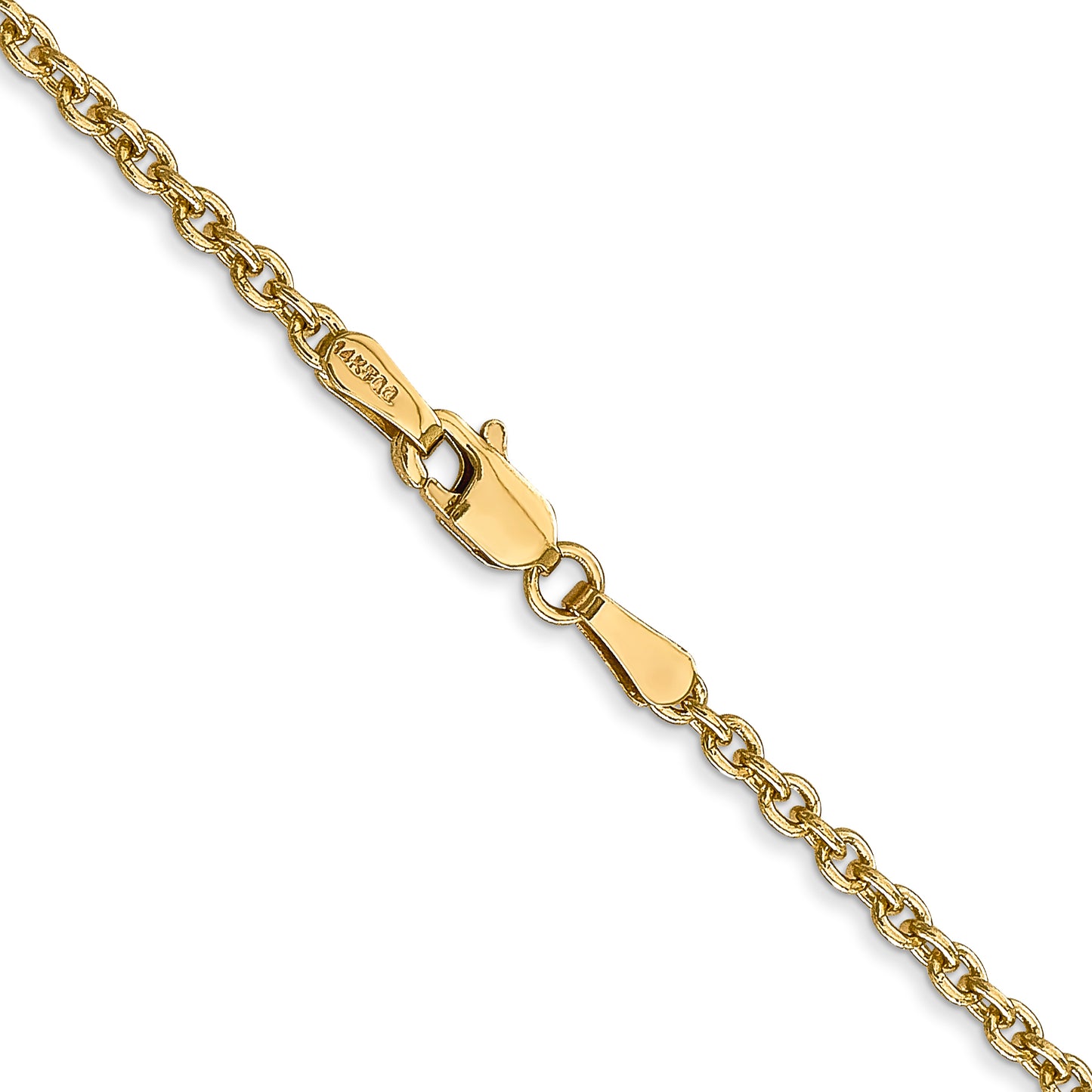 14K Yellow Gold 16 Inch 2.2mm Forzantine Cable With Lobster Clasp Chain