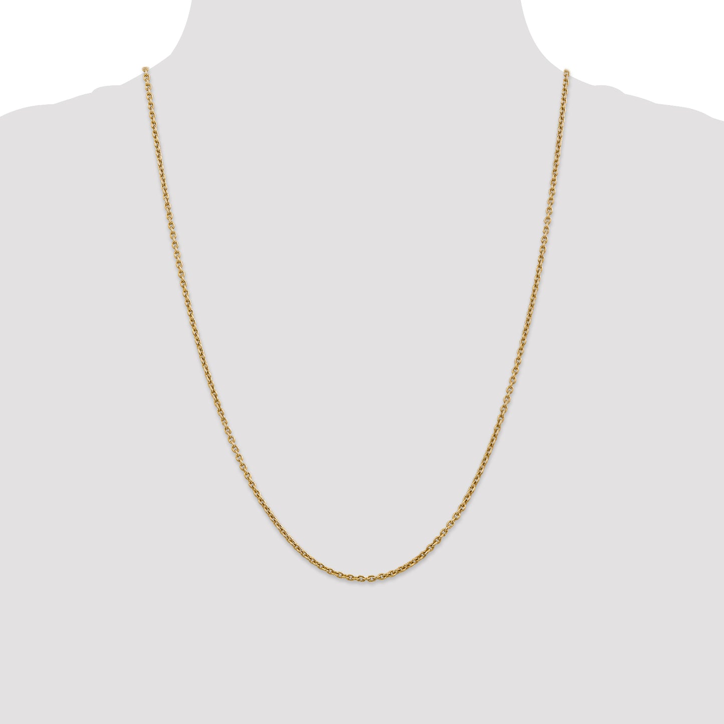 14K Yellow Gold 24 Inch 2.2mm Forzantine Cable With Lobster Clasp Chain