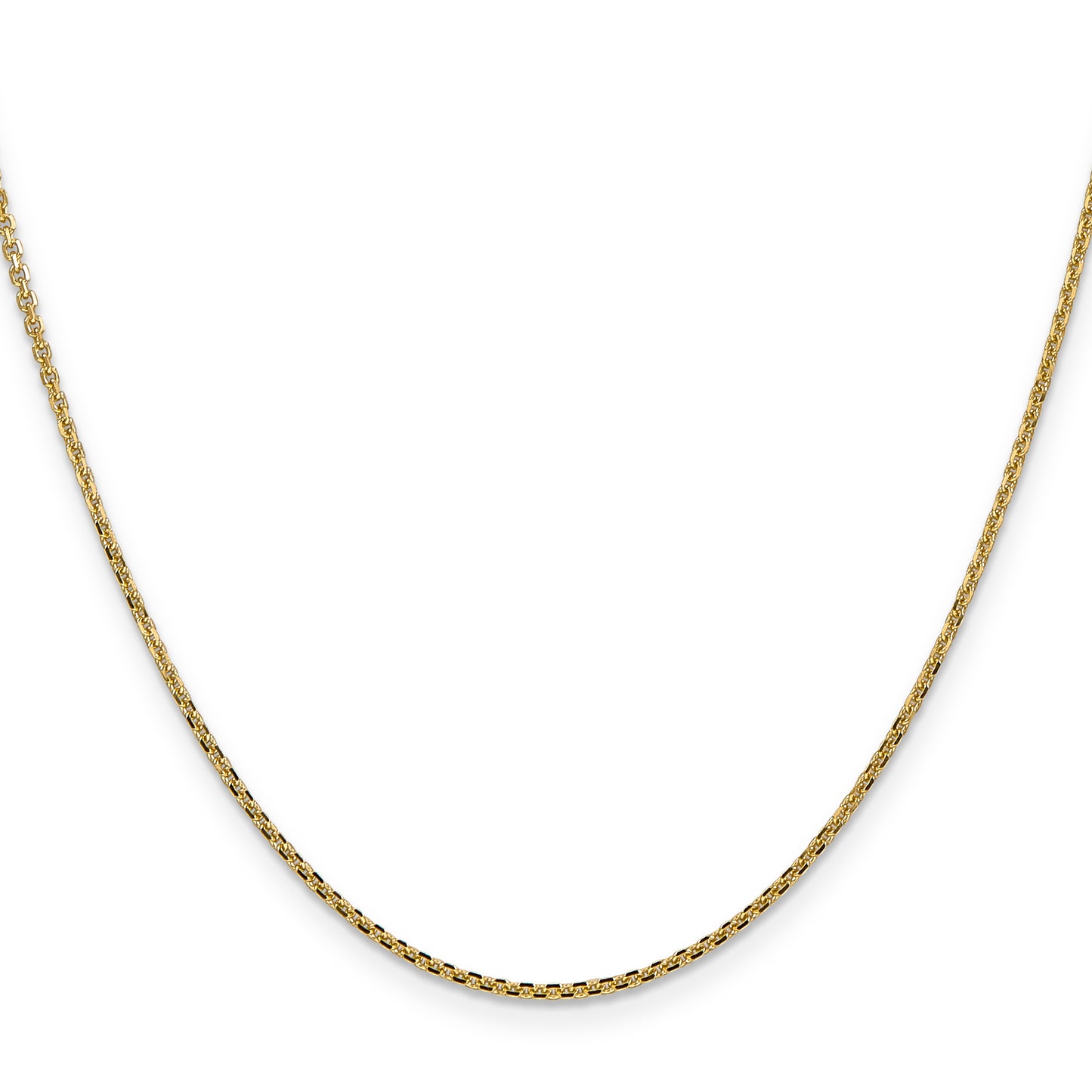 14K Yellow Gold 14 Inch 1.45mm Solid Diamond-Cut Cable With Lobster Clasp Chain