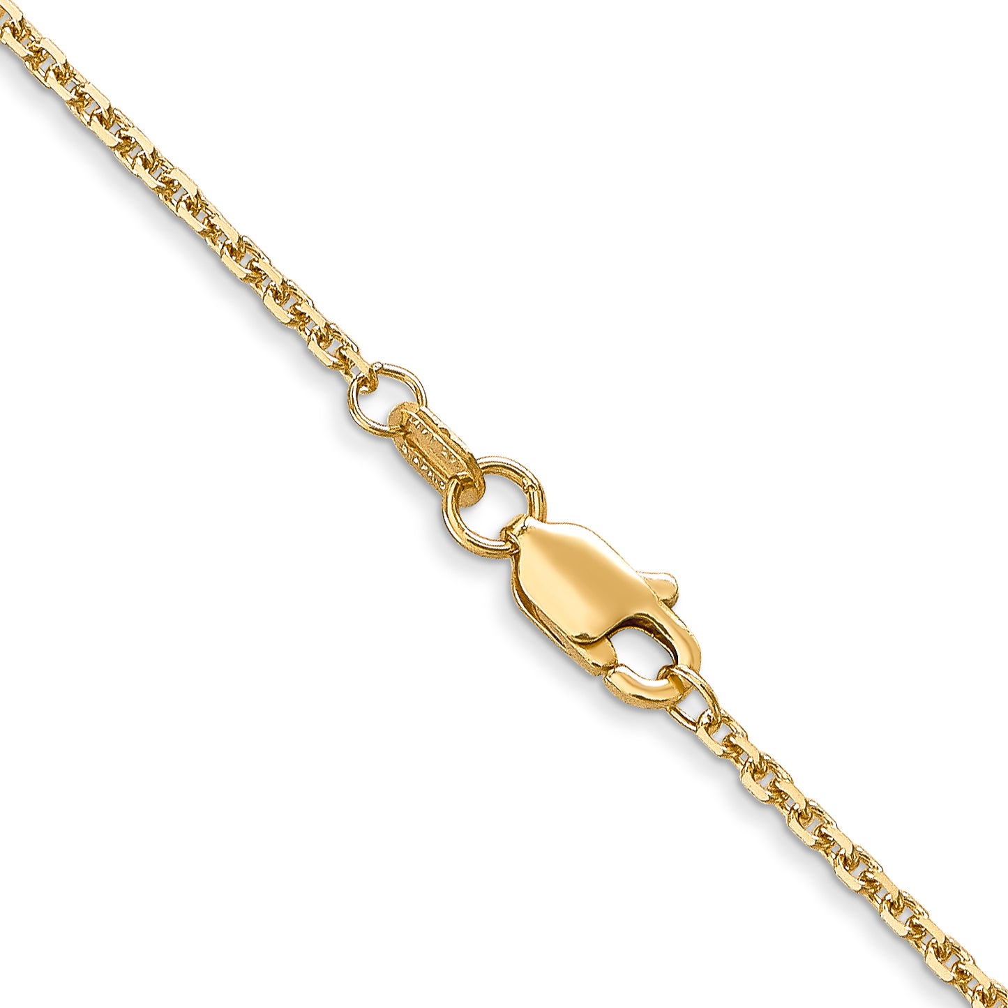 14K Yellow Gold 14 Inch 1.45mm Solid Diamond-Cut Cable With Lobster Clasp Chain