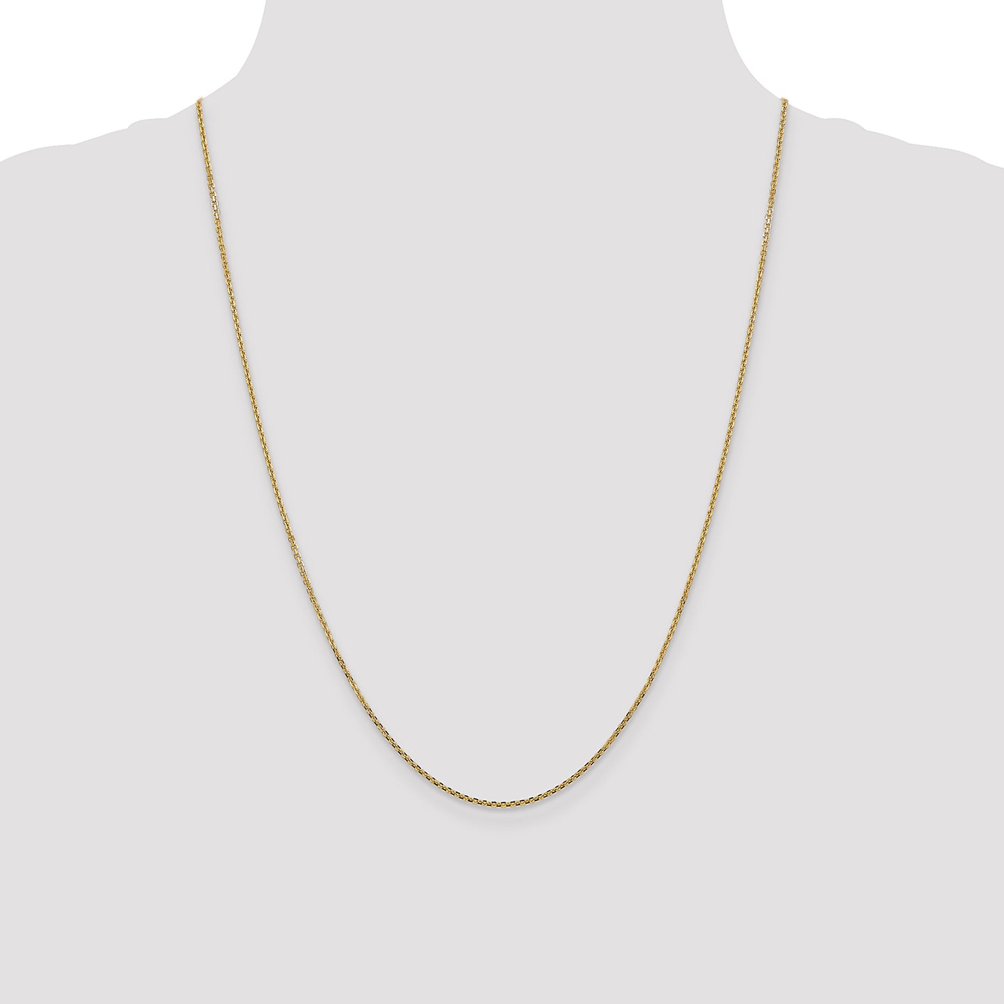 14K Yellow Gold 24 Inch 1.45mm Solid Diamond-Cut Cable With Lobster Clasp Chain