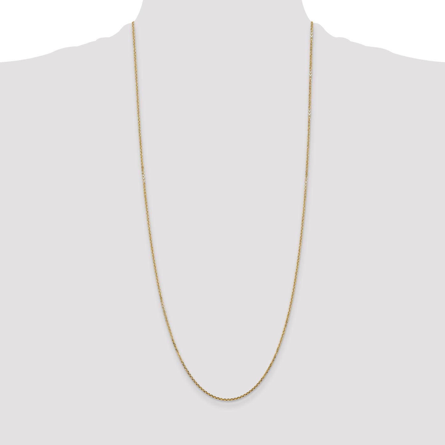 14K Yellow Gold 30 Inch 1.45mm Solid Diamond-Cut Cable With Lobster Clasp Chain