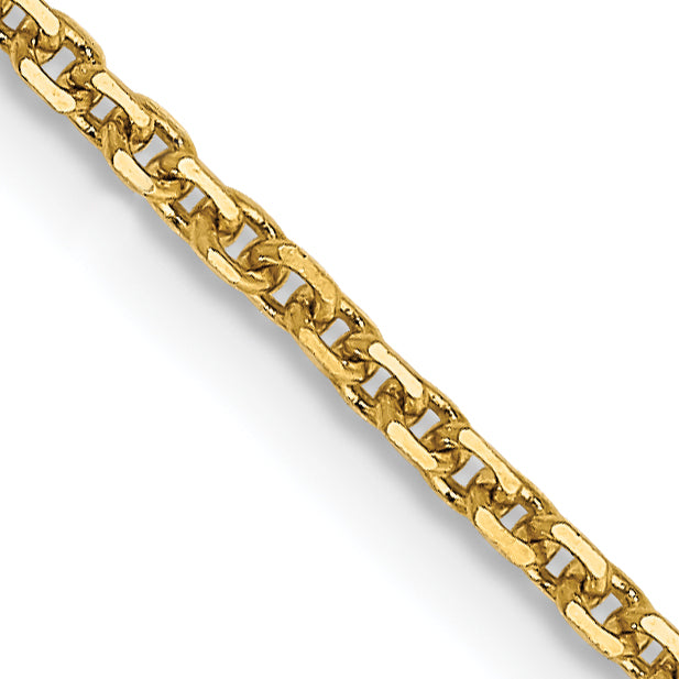 14K Yellow Gold 30 Inch 1.45mm Solid Diamond-Cut Cable With Lobster Clasp Chain