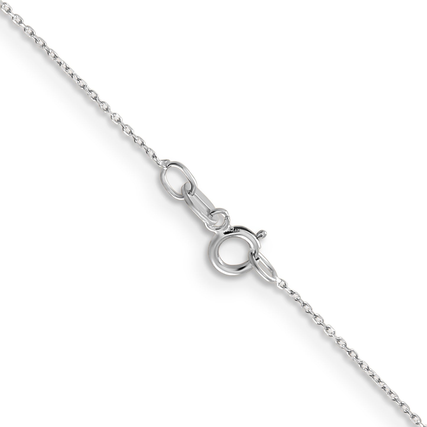 14K White Gold 24 Inch .6mm Diamond-Cut Round Open Link Cable With Spring Ring Clasp Chain