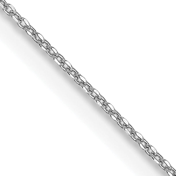 14K White Gold 24 Inch .6mm Diamond-Cut Round Open Link Cable With Spring Ring Clasp Chain