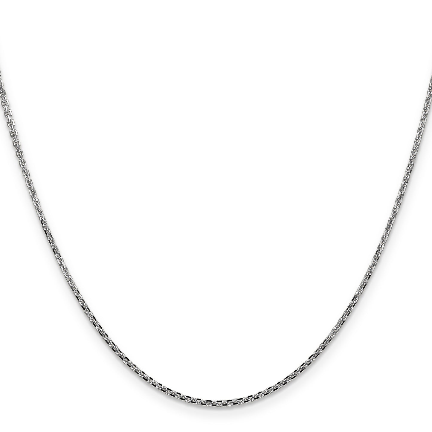 14K White Gold 14 Inch 1.45mm Diamond-Cut Cable With Lobster Clasp Chain