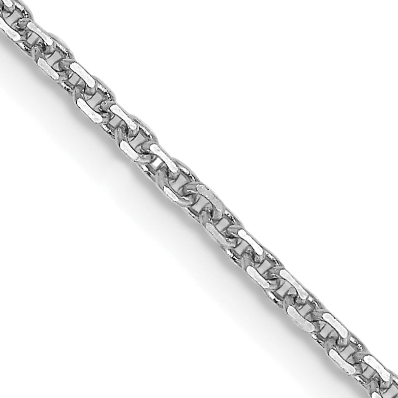 14K White Gold 14 Inch 1.45mm Diamond-Cut Cable With Lobster Clasp Chain