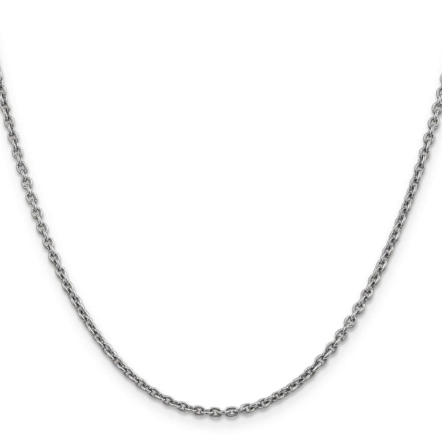 14K White Gold 16 Inch 2.2mm Forzantine Cable With Lobster Clasp Chain