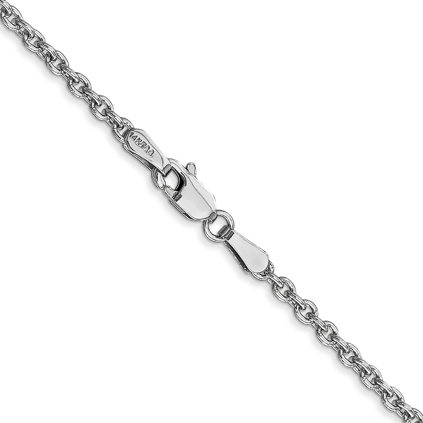 14K White Gold 16 Inch 2.2mm Forzantine Cable With Lobster Clasp Chain