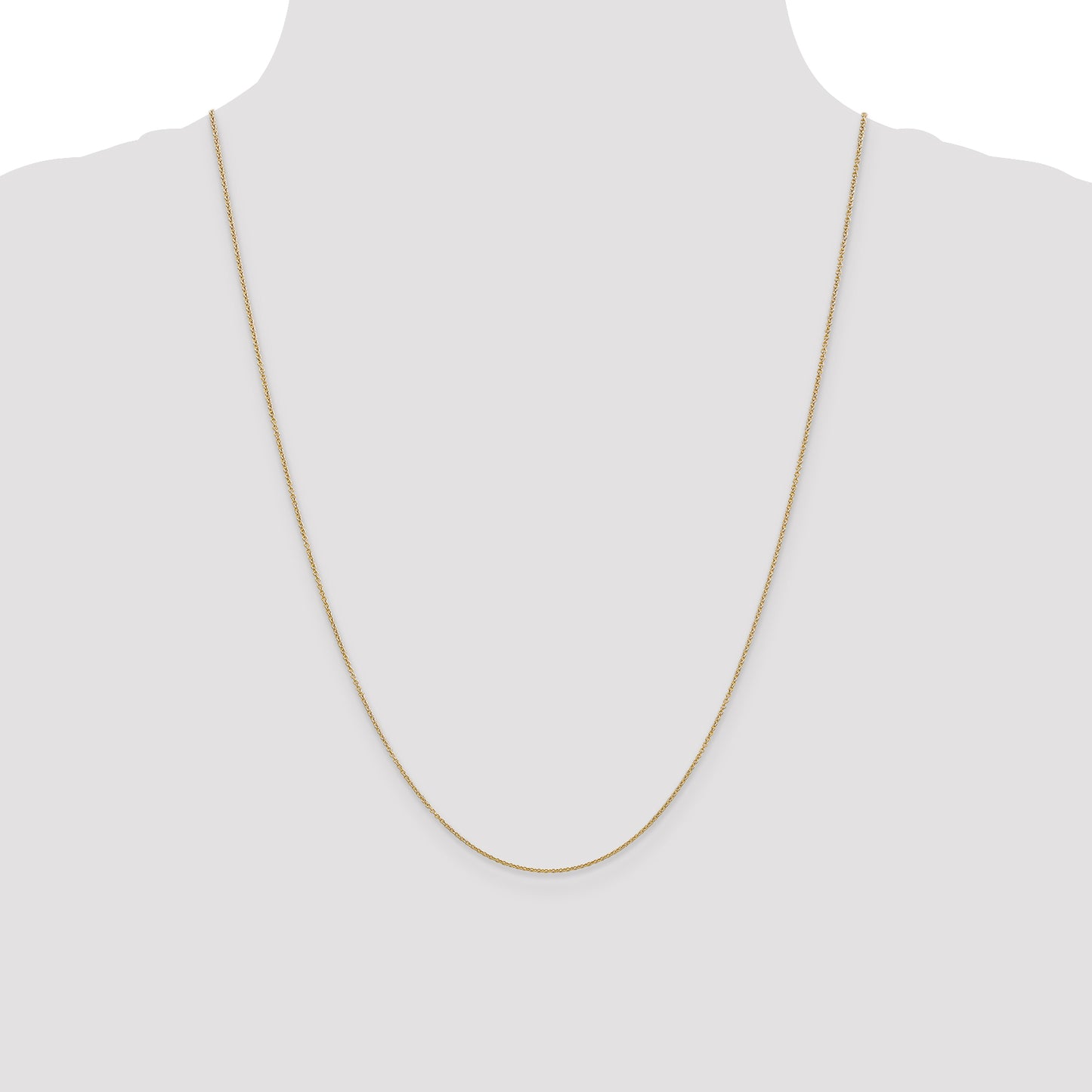 14K Yellow Gold 24 Inch .9mm Cable With Spring Ring Clasp Chain