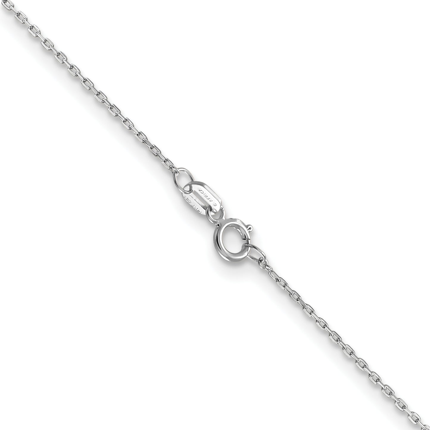 14K White Gold 14 Inch .8mm Diamond-Cut Cable With Spring Ring Clasp Chain