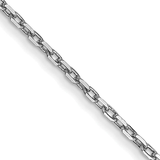 14K White Gold 14 Inch .8mm Diamond-Cut Cable With Spring Ring Clasp Chain